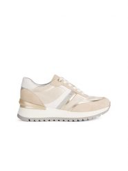 Geox Skórzane sneakersy "Desya" w kolorze kremowo-beżowym rozmiar: 38. Brązowe obuwie sportowe damskie Geox, z materiału, bez zapięcia. Za 219.60 zł.
