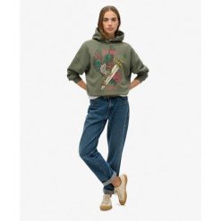Bluza damska z kapturem Superdry Neo Trad Tattoo. Zielone koszulki sportowe damskie Superdry, bez wzorów, bez ramiączek. W wyprzedaży za 349.05 zł.