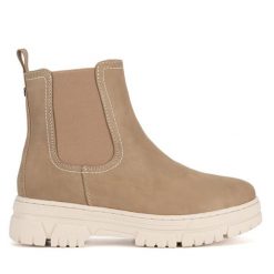 Botki Go Soft. Brązowe botki damskie GO SOFT, bez obcasa, na płaskiej podeszwie, bez zapięcia. Za 199.99 zł.