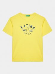 United Colors Of Benetton T-Shirt 3096G109K Żółty Regular Fit. Żółte t-shirty i koszulki chłopięce United Colors Of Benetton, bez wzorów, z bawełny, bez kołnierzyka, bez ramiączek. Za 39.99 zł.