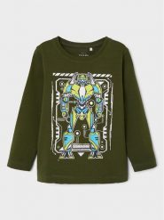 NAME IT Bluzka 13218856 Zielony Regular Fit. Zielone t-shirty i koszulki chłopięce Name it, bez wzorów, z bawełny, bez kołnierzyka, bez ramiączek. Za 29.99 zł.