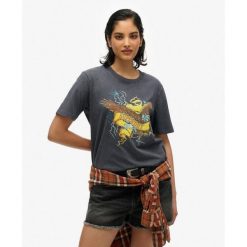 Koszulka Rock Graphic Biker casual. Czarne koszulki sportowe damskie Superdry, bez wzorów, bez ramiączek. Za 137.65 zł.