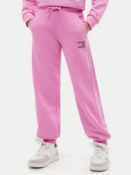 Tommy Hilfiger Spodnie dresowe KG0KG09531 Różowy Regular Fit. Czerwone spodnie dresowe dziewczęce Tommy Hilfiger, bez wzorów, z bawełny. Za 329.99 zł.