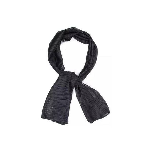 Szal maskujący z siatki MESH 155x48 cm. Czarne szaliki damskie CAMOUFLAGE, bez wzorów, z meshu. Za 27.99 zł.