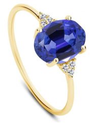 DIA DIAMONDS Pozłacany pierścionek z diamentami i tanzanitem rozmiar: 54. Niebieskie pierścionki damskie DIA DIAMONDS, z diamentem, pozłacane. Za 195.45 zł.