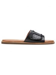Clarks Skórzane klapki "Maritime Mule" w kolorze czarnym rozmiar: 38. Czarne klapki damskie Clarks, bez wzorów, ze skóry, z otwartym noskiem, bez obcasa, bez zapięcia. Za 202.03 zł.