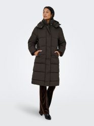 JDY Płaszcz zimowy "Maja" w kolorze brązowym rozmiar: S. Brązowe płaszcze damskie JDY, na zimę, s, bez wzorów, z puchu, bez kaptura. Za 181.76 zł.