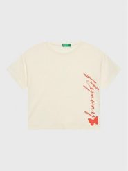 United Colors Of Benetton T-Shirt 3096C10AO Beżowy Cropped Fit. Brązowe koszulki i t-shirty dziewczęce United Colors Of Benetton, bez wzorów, z bawełny, bez kołnierzyka, bez ramiączek. Za 29.99 zł.