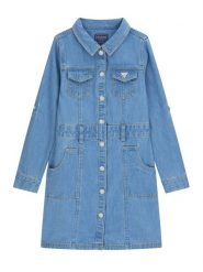 Guess Sukienka jeansowa J6RK32 D4EU0 Niebieski Regular Fit. Niebieskie sukienki dziewczęce Guess, z aplikacjami, z bawełny, bez ramiączek, proste. Za 329.99 zł.