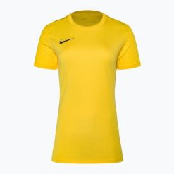 Koszulka piłkarska damska Nike Dri-FIT Park VII. Żółte bluzki damskie Nike, xs, bez wzorów, sportowe, bez kołnierzyka, bez ramiączek. W wyprzedaży za 49.00 zł.