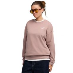 Bluza damska Puma ESS Small No.11 Logo Relaxed Crew. Czerwone bluzy damskie Puma, bez wzorów, z bawełny, bez kaptura. Za 147.99 zł.