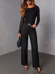 Milan Kiss Koszulka w kolorze czarnym rozmiar: S. Czarne koszulki damskie Milan Kiss, s, bez wzorów, z koronki, bez kołnierzyka, bez ramiączek. Za 169.95 zł.