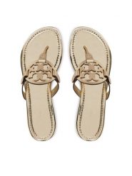 Tory Burch Japonki Miller 170345 Złoty. Żółte klapki damskie Tory Burch, bez wzorów, ze skóry, bez obcasa, bez zapięcia. Za 1,119.00 zł.