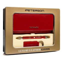 Zestaw prezentowy Peterson PTN ZD8 czerwony. Czerwone portfele damskie Peterson, bez wzorów. Za 219.99 zł.