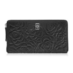Czarny portfel damski ze skóry naturalnej w kwiaty Paolo Peruzzi AL-13-BL. Czarne portfele damskie PAOLO PERUZZI, bez wzorów, ze skóry. Za 89.00 zł.