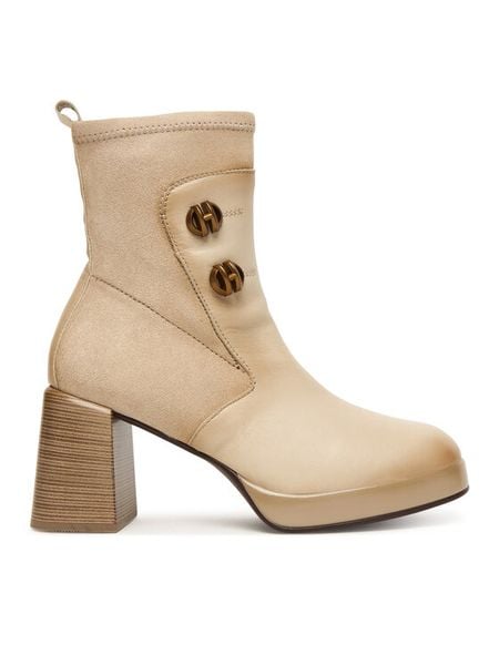 Hispanitas Botki HI254228 Écru. Botki damskie Hispanitas, z lakierowanej skóry, bez obcasa, na słupku, bez zapięcia. Za 749.99 zł.