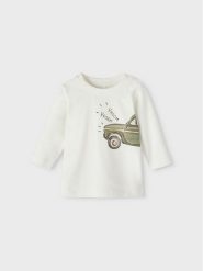 NAME IT Bluzka 13219474 Biały Regular Fit. Białe t-shirty i koszulki chłopięce Name it, bez wzorów, z bawełny, bez kołnierzyka, bez ramiączek. Za 39.99 zł.