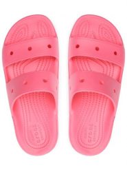 Crocs Klapki "Classic" w kolorze różowym rozmiar: 45/46. Różowe klapki damskie Crocs, bez wzorów, z otwartym noskiem, bez obcasa, bez zapięcia. Za 87.81 zł.