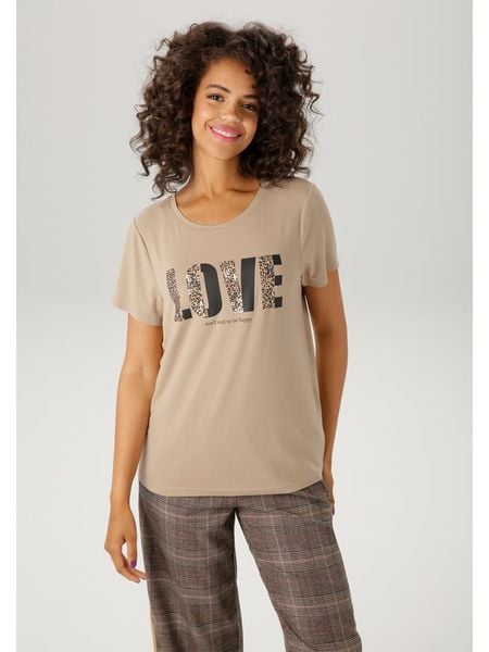 Aniston Koszulka w kolorze beżowym rozmiar: 40. Brązowe koszulki damskie Aniston, bez wzorów, bez kołnierzyka, bez ramiączek. Za 40.45 zł.