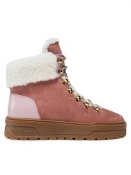 Pollini Botki SA21254H0HTGC62A Różowy. Czerwone botki damskie Pollini, z nubiku, bez obcasa, na płaskiej podeszwie, bez zapięcia. Za 2,459.00 zł.