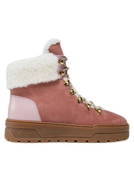 Pollini Trzewiki SA21254H0HTGC62A Różowy. Czerwone botki damskie Pollini, z nubiku, bez obcasa, na płaskiej podeszwie, bez zapięcia. Za 1,689.00 zł.