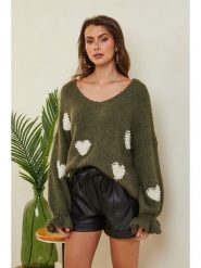 Joséfine Sweter "Kecel" w kolorze khaki rozmiar: M. Brązowe swetry klasyczne damskie Joséfine, m, z wełny, bez kołnierzyka. Za 173.99 zł.