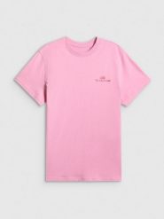 4F T-shirt loose z nadrukiem damski - różowy L. Czerwone t-shirty damskie 4F, l, bez wzorów, z bawełny, bez kołnierzyka. Za 69.99 zł.