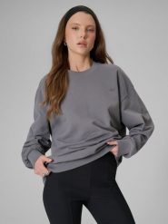 4F Bluza dresowa loose bez kaptura damska - szara M. Szare bluzy damskie 4F, m, bez wzorów, z bawełny, bez kaptura. Za 159.99 zł.