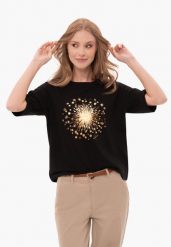 Koszulka z dmuchawcem, Comfort Fit, T-SHELI. Czarne koszulki damskie Volcano, m, bez wzorów, z bawełny, bez kołnierzyka, bez ramiączek. Za 59.99 zł.