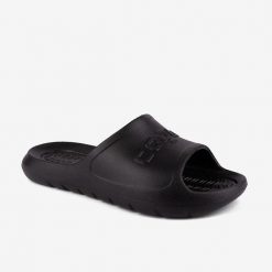 Klapki damskie Coqui Viki - czarne Coquiair. Czarne klapki damskie Coqui, bez wzorów, z materiału, bez obcasa, bez zapięcia. Za 125.99 zł.