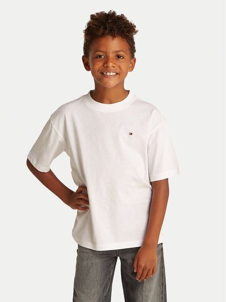 Tommy Hilfiger T-Shirt Essential Archive KB0KB09646 D Biały Regular Fit. Białe t-shirty i koszulki chłopięce Tommy Hilfiger, bez wzorów, z bawełny, bez kołnierzyka, bez ramiączek. Za 89.99 zł.