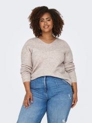 ONLY Carmakoma Sweter w kolorze jasnoróżowo-kremowym rozmiar: XL-54. Brązowe swetry klasyczne damskie Only Carmakoma, xl, bez kołnierzyka. Za 70.24 zł.