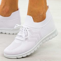 Białe sportowe buty damskie Potocki 16329. Białe obuwie sportowe casual damskie POTOCKI, z dresówki, do biegania. Za 89.00 zł.