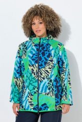 Damskie Funkcyjna kurtka przeciwdeszczowa wzór zwierzęcy elementy odblaskowe. Zielone kurtki damskie Ulla Popken, plus size, bez wzorów, z materiału, z kapturem. Za 389.99 zł.