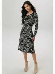 Aniston Sukienka w kolorze czarno-beżowym rozmiar: 40. Brązowe sukienki damskie Aniston, bez wzorów, z wiskozy, bez ramiączek. Za 95.99 zł.