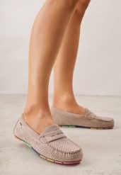 Ciemnobeżowe Ażurowe Mokasyny ze Skórzaną Wkładką Ozdobione Przeszyciami Sylilise. Brązowe mokasyny damskie Born2be, z jeansu, bez obcasa. Za 99.99 zł.