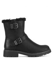 Clara Barson Botki WS2862-05 Czarny. Czarne botki damskie Clara Barson, z materiału, bez obcasa, na płaskiej podeszwie, bez zapięcia. Za 169.99 zł.