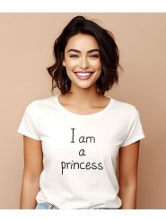 WOOOP Koszulka "I am a princess" w kolorze białym rozmiar: L. Białe bluzki damskie Wooop, l, bez wzorów, z bawełny, bez kołnierzyka, bez ramiączek. Za 56.99 zł.