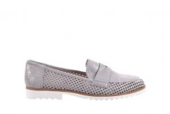 Mokasyny Bayla-018 1133-X87 Lt. Grey 018509, Szary, Skóra naturalna - 38. Szare mokasyny damskie Bayla, ze skóry, z okrągłym noskiem, bez obcasa. W wyprzedaży za 89.10 zł.