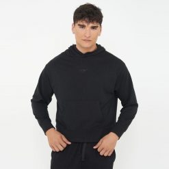 Unisex bluza sportowa z kapturem F BOXY czarna. Czarne bluzy damskie LEGEA, m, bez wzorów, z bawełny, z kapturem. Za 96.00 zł.