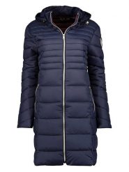 Geographical Norway Płaszcz pikowany w kolorze granatowym rozmiar: M. Niebieskie płaszcze damskie Geographical Norway, m, bez wzorów, bez kaptura. Za 180.06 zł.