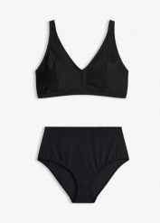 Bikini z dekoltem w serek (komplet 2-cz.). Czarne bikini bonprix, bez wzorów. Za 114.99 zł.