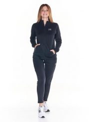Bluza miękka z pełny zamek błyskawiczny na co dzień. Czarne bluzy damskie LEONE 1947 APPAREL, s, bez wzorów, z dresówki, bez kaptura. Za 105.21 zł.