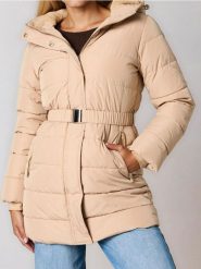 Długa kurtka puffer z kapturem - brązowy. Brązowe kurtki damskie Sinsay, l, bez wzorów, z kapturem. Za 129.99 zł.