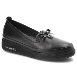 Czarne Półbuty Ravini Wygodne Buty Damskie. Czarne półbuty damskie Ravini, na wiosnę, bez wzorów, ze skóry, bez obcasa, na platformie, bez zapięcia. Za 279.00 zł.