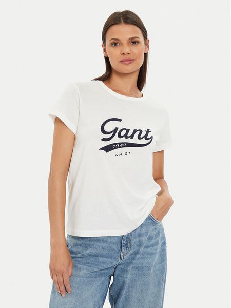 Gant T-Shirt Script Graphic 4200482 Biały Regular Fit. Białe t-shirty damskie Gant, l, bez wzorów, z bawełny, bez kołnierzyka. Za 139.99 zł.
