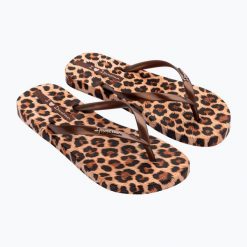 Japonki damskie Ipanema Animal Print. Brązowe klapki damskie Ipanema, bez wzorów, z materiału, bez obcasa, bez zapięcia. Za 109.99 zł.
