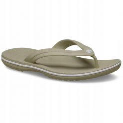 Japonki Dla Dorosłych Crocs Crocband Flip. Białe klapki damskie Crocs, bez wzorów, z materiału, bez obcasa, bez zapięcia. Za 169.99 zł.
