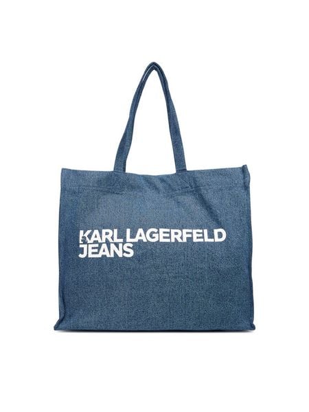 Karl Lagerfeld Jeans Torebka A3W50069 Niebieski. Niebieskie shopper bag Karl Lagerfeld Jeans, bez wzorów, z jeansu, bez dodatków. Za 159.99 zł.