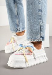 Białe Sneakersy na Grubej Podeszwie z Ozdobnymi Sznurówkami Ardisse. Białe obuwie sportowe damskie Born2be, z jeansu, bez zapięcia. Za 99.99 zł.